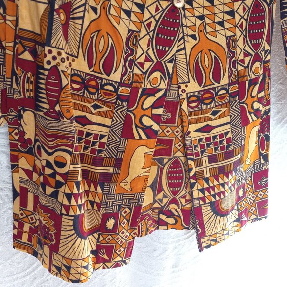 Unique One Of A Kind Hand Made Ethnic African Print Tunic  Sz S-M (T-382) - Picture 5 of 11